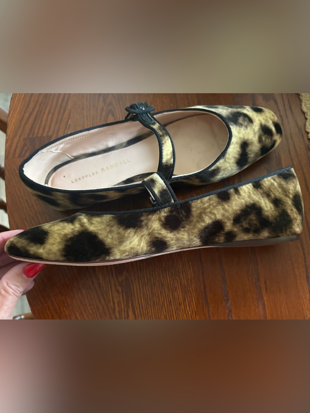 Loeffler Randall Leopard-Print Mary Jane Flats in Gold and Black - Picture 2 of 7